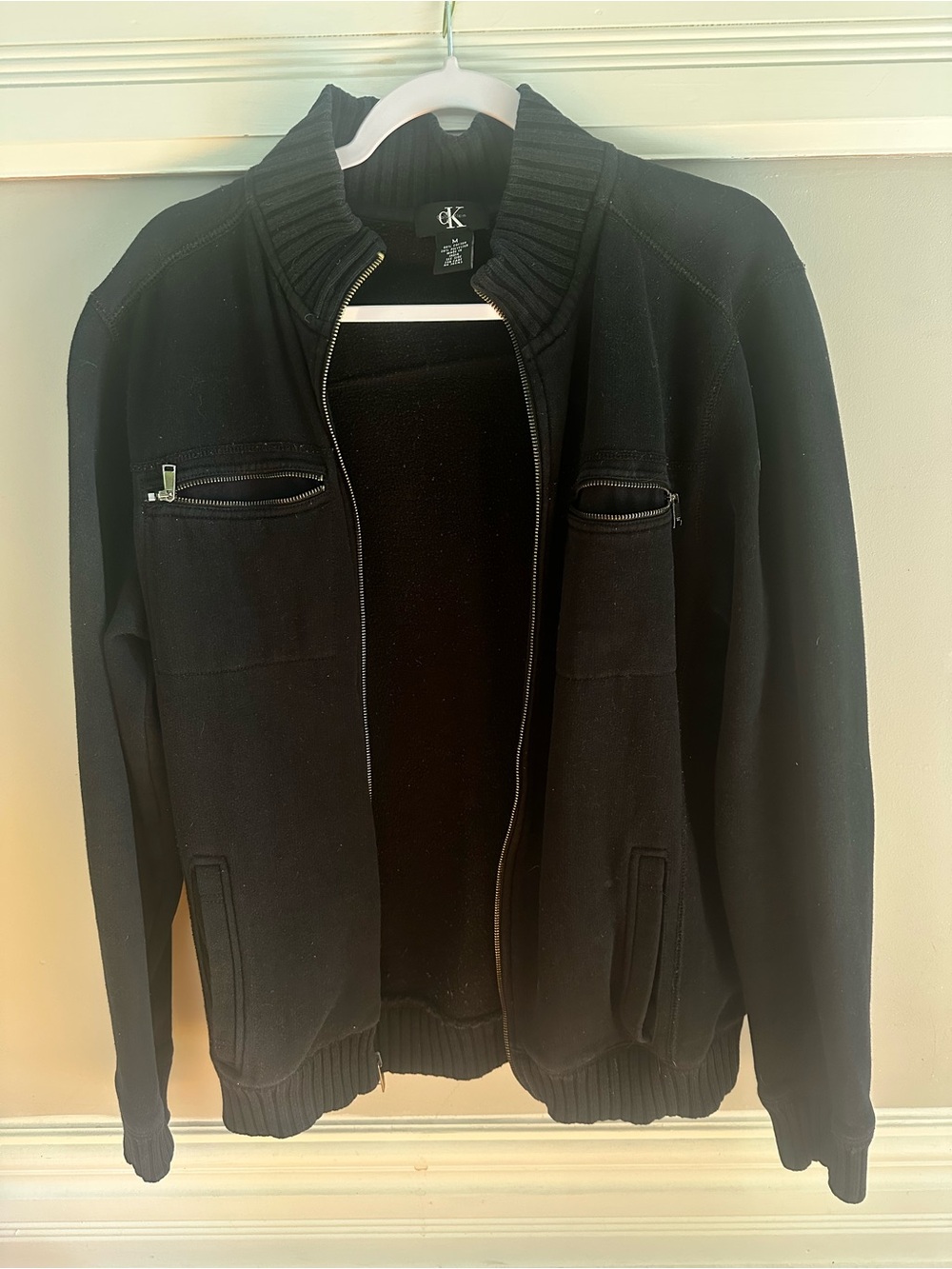 Calvin Klein Men's Black Full-Zip Knit Sweater Jacket